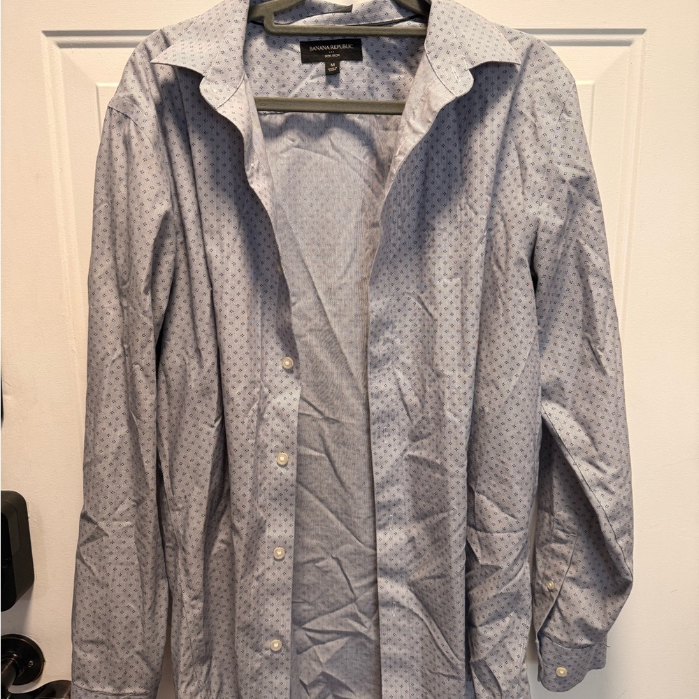 Banana Republic Light Blue Patterned Shirt Jacket